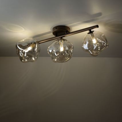 Flush-mount chandelier LAVA 3xG9/8W/230V bronze/smoky beige