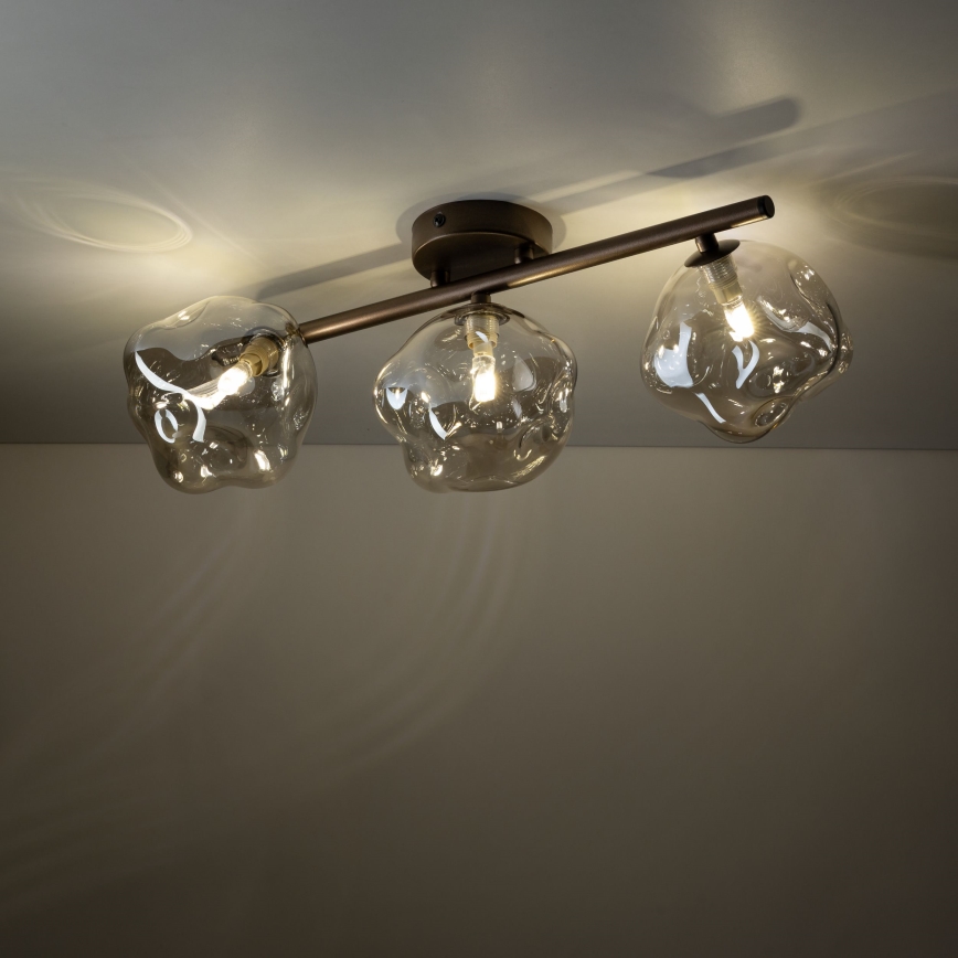 Flush-mount chandelier LAVA 3xG9/8W/230V bronze/smoky beige