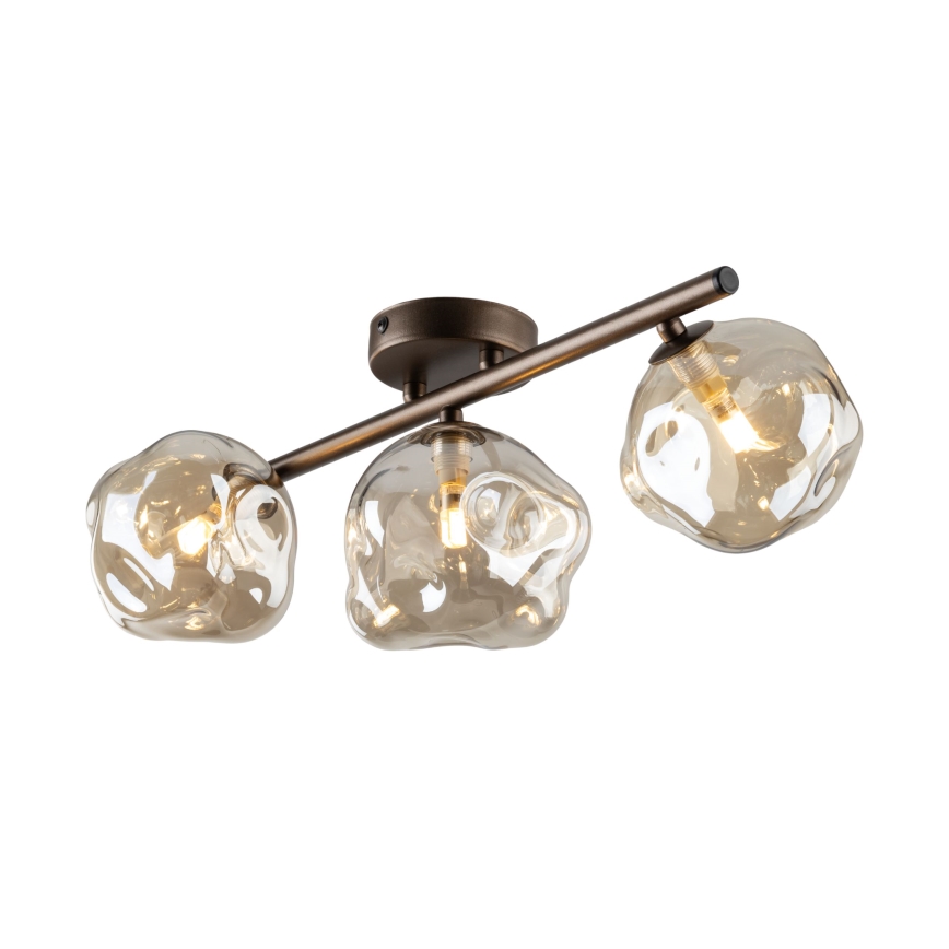 Flush-mount chandelier LAVA 3xG9/8W/230V bronze/smoky beige