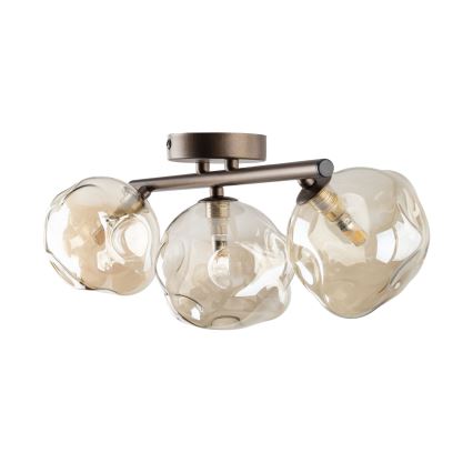 Flush-mount chandelier LAVA 3xG9/8W/230V bronze/smoky beige