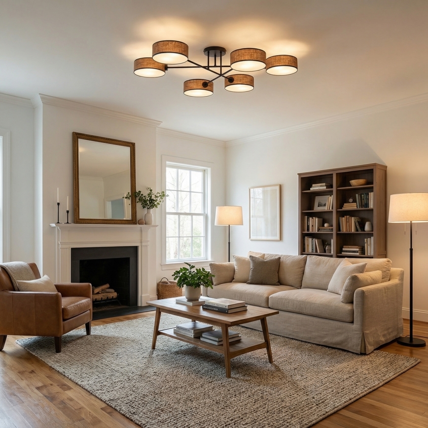 Flush-mount chandelier MAGA 6xE14/10W/230V brown