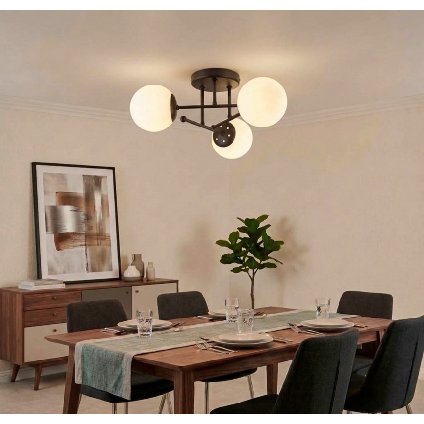 Flush-mount chandelier MALENA 3xE14/5W/230V brown/white
