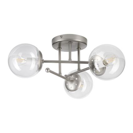 Flush-mount chandelier MALENA 3xE14/5W/230V matte chrome/clear