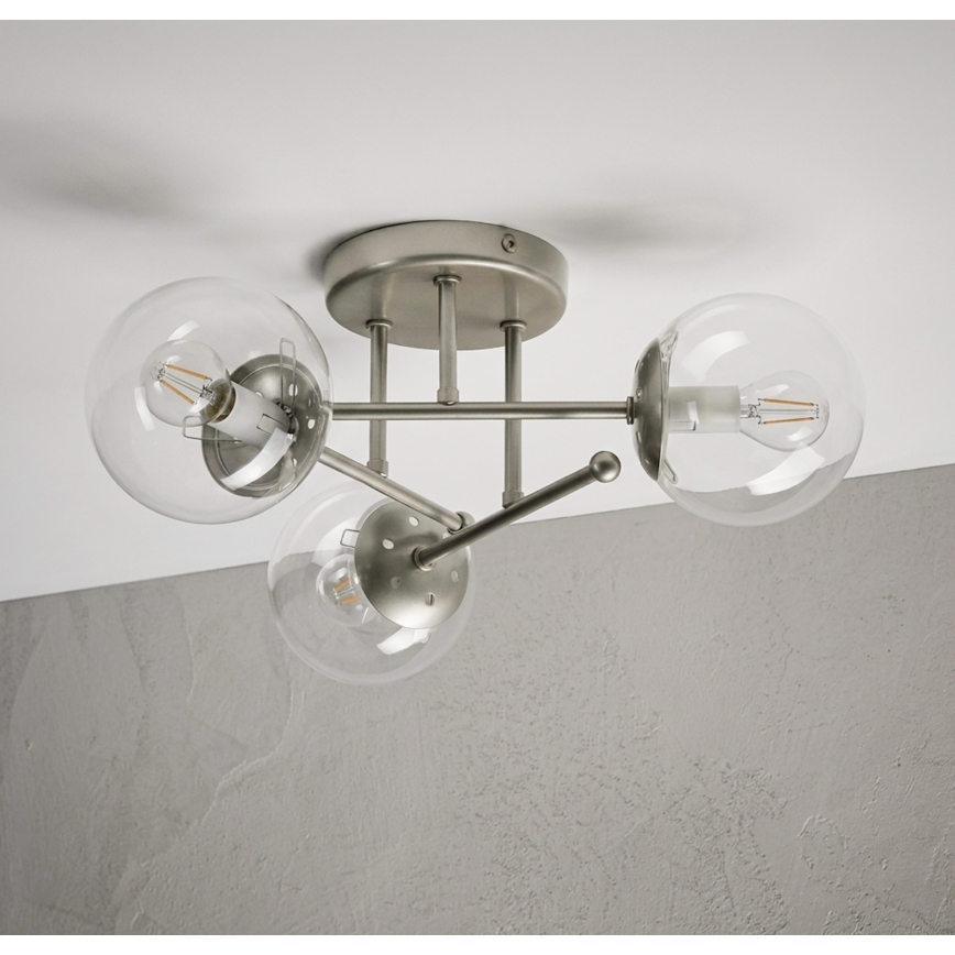 Flush-mount chandelier MALENA 3xE14/5W/230V matte chrome/clear