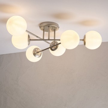 Flush-mount chandelier MALENA 6xE14/5W/230V matte chrome/white