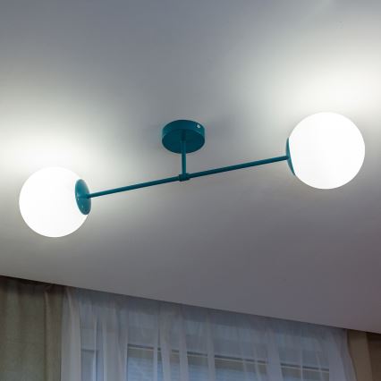 Flush-Mount Chandelier MOON 2xE27/15W/230V Turquoise