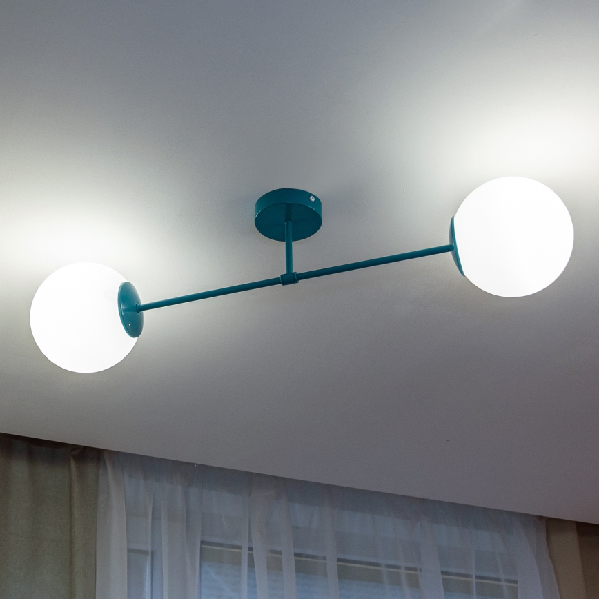 Flush-Mount Chandelier MOON 2xE27/15W/230V Turquoise