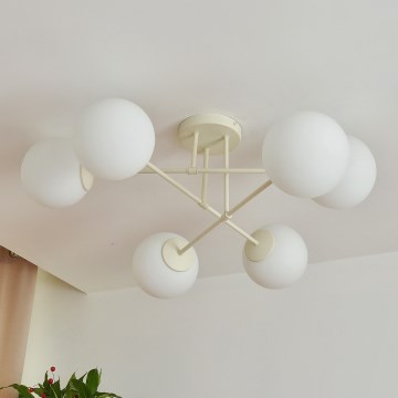 Flush-mount chandelier MOON 6xE27/15W/230V cream