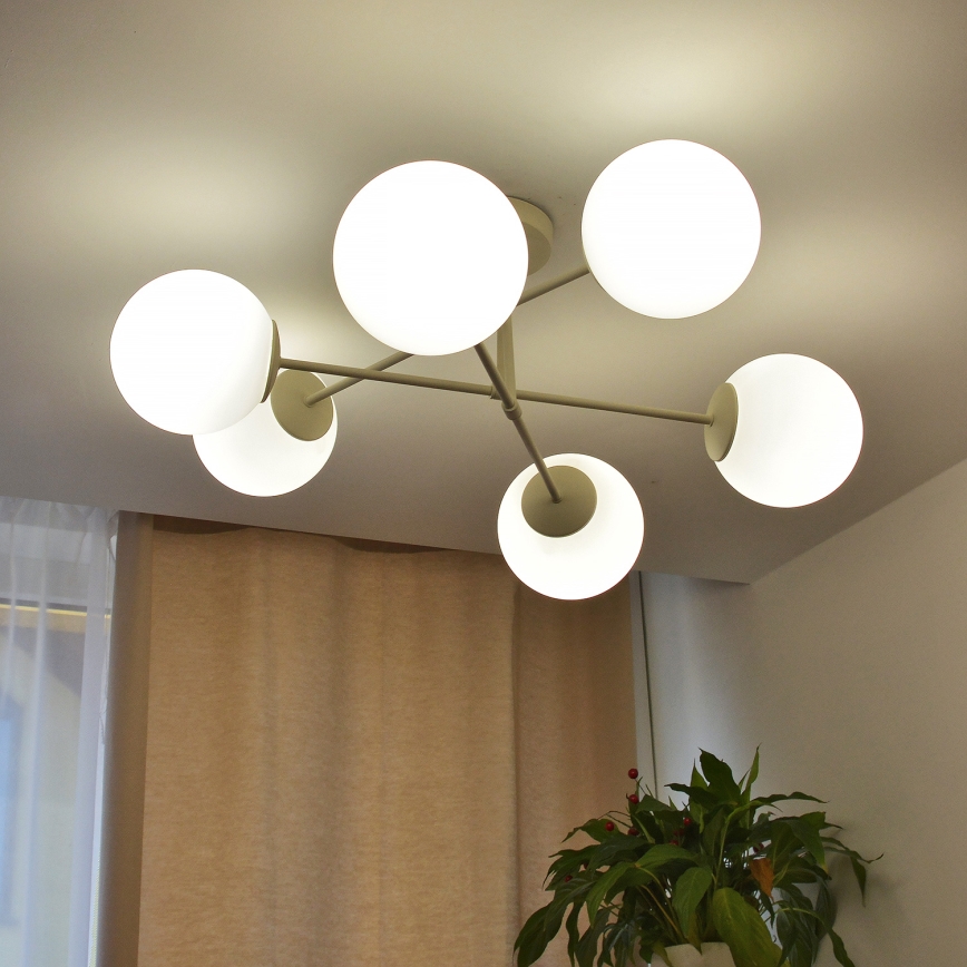 Flush-mount chandelier MOON 6xE27/15W/230V cream