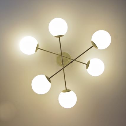 Flush-mount chandelier MOON 6xE27/15W/230V cream