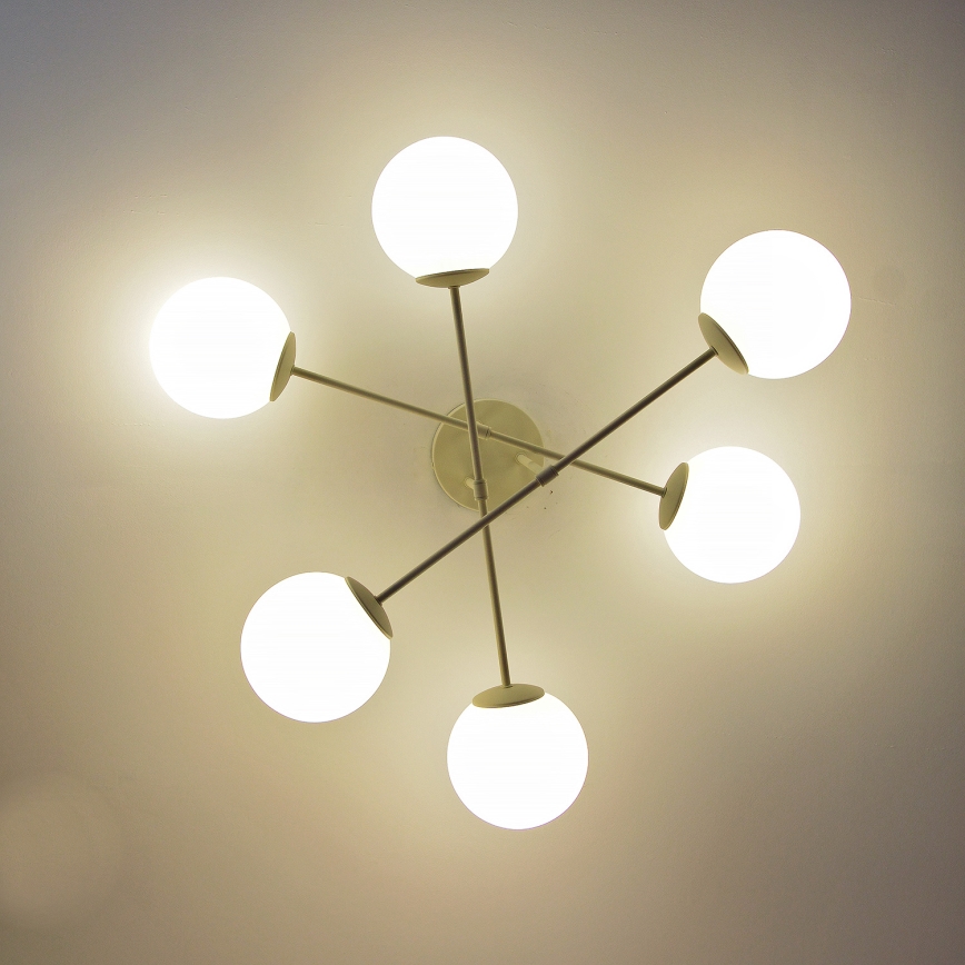 Flush-mount chandelier MOON 6xE27/15W/230V cream