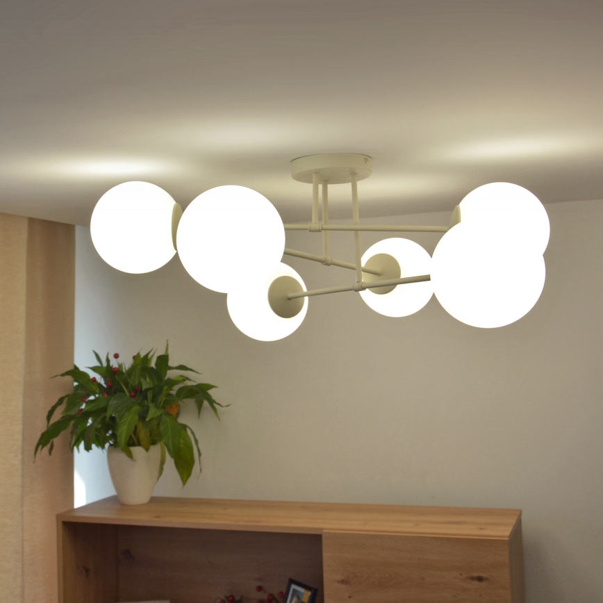 Flush-mount chandelier MOON 6xE27/15W/230V cream