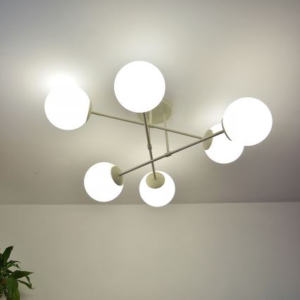 Flush-mount chandelier MOON 6xE27/15W/230V cream