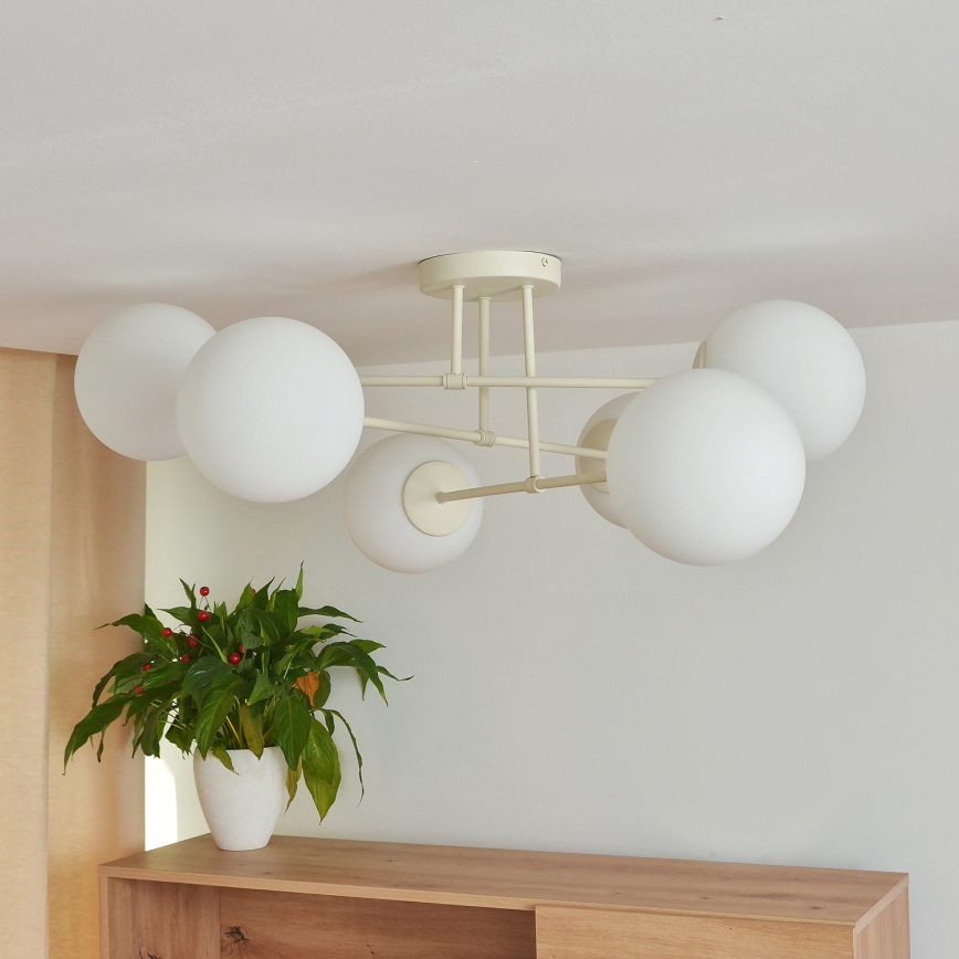 Flush-mount chandelier MOON 6xE27/15W/230V cream