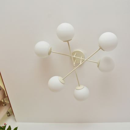 Flush-mount chandelier MOON 6xE27/15W/230V cream