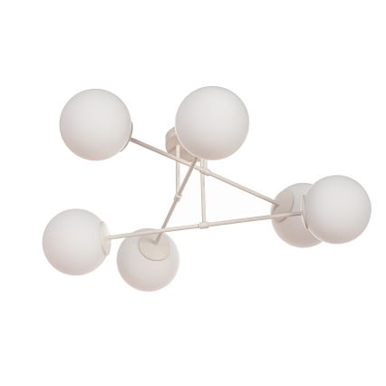 Flush-mount chandelier MOON 6xE27/15W/230V cream