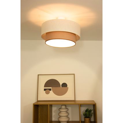 Flush-mount chandelier NATIA 1x E27/60W/230V White/Brown