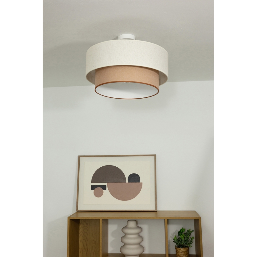 Flush-mount chandelier NATIA 1x E27/60W/230V White/Brown