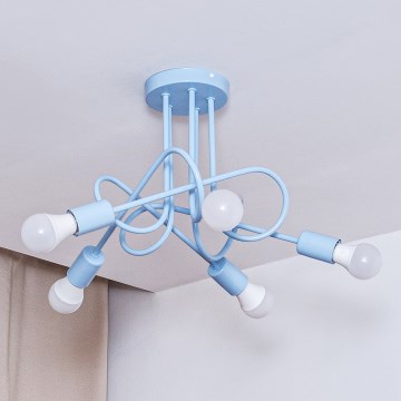 Flush-mount chandelier OXFORD 5xE27/15W/230V blue