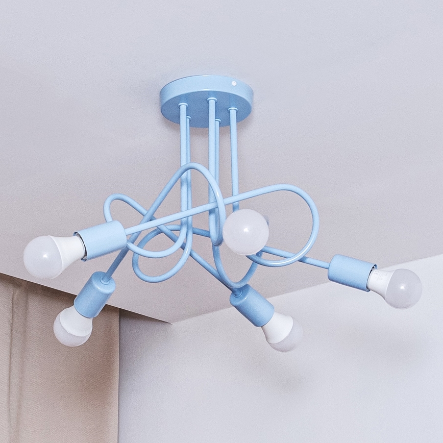 Flush-mount chandelier OXFORD 5xE27/15W/230V blue