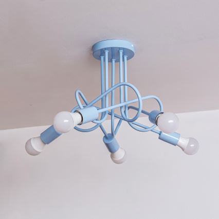 Flush-mount chandelier OXFORD 5xE27/15W/230V blue