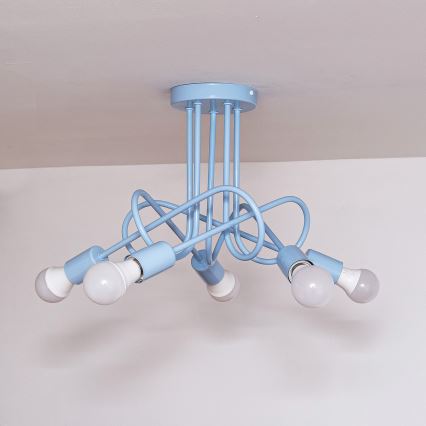 Flush-mount chandelier OXFORD 5xE27/15W/230V blue