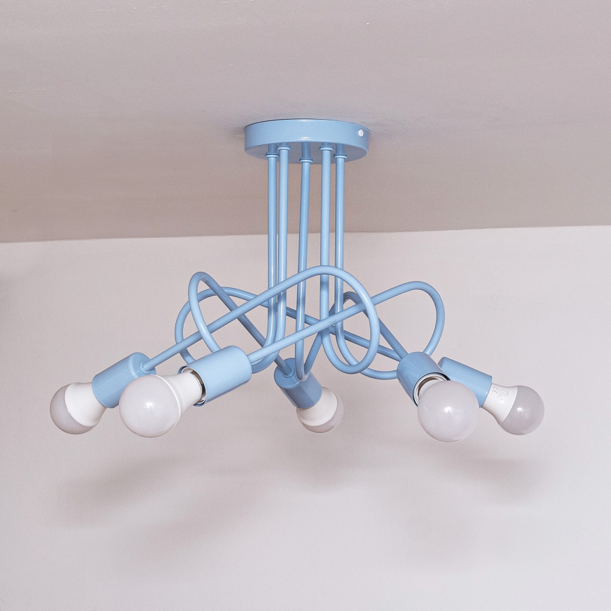 Flush-mount chandelier OXFORD 5xE27/15W/230V blue