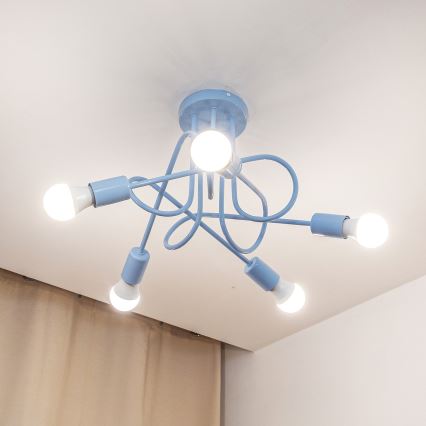 Flush-mount chandelier OXFORD 5xE27/15W/230V blue