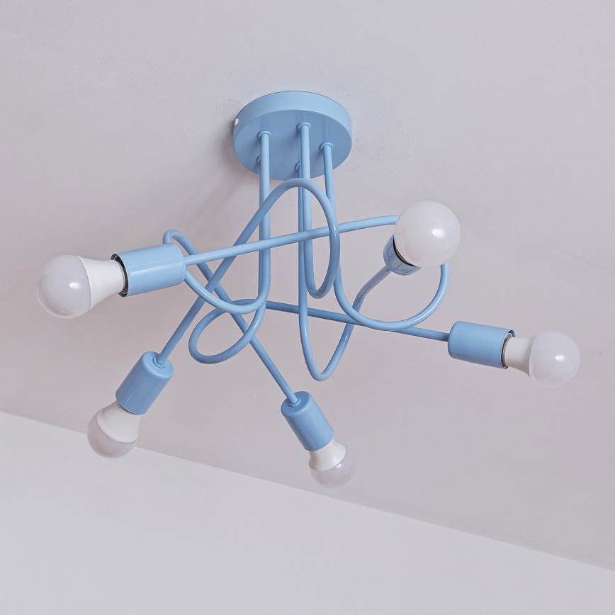 Flush-mount chandelier OXFORD 5xE27/15W/230V blue
