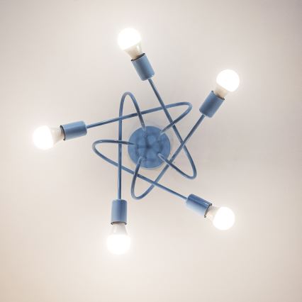 Flush-mount chandelier OXFORD 5xE27/15W/230V blue