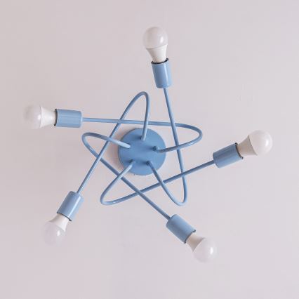 Flush-mount chandelier OXFORD 5xE27/15W/230V blue