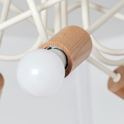Flush-mount chandelier OXFORD 5xE27/15W/230V pine/cream