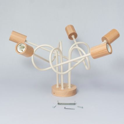 Flush-mount chandelier OXFORD 5xE27/15W/230V pine/cream