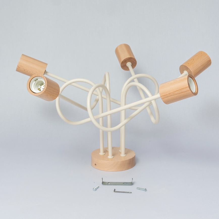 Flush-mount chandelier OXFORD 5xE27/15W/230V pine/cream