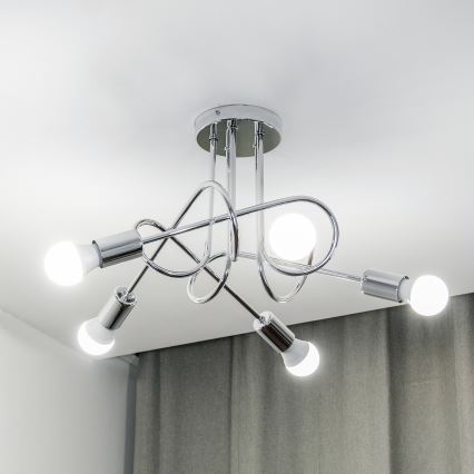 Flush-mount chandelier OXFORD 5xE27/15W/230V, polished chrome