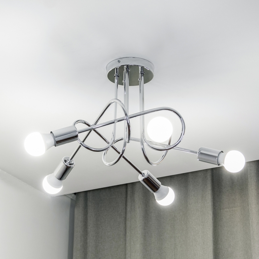 Flush-mount chandelier OXFORD 5xE27/15W/230V, polished chrome