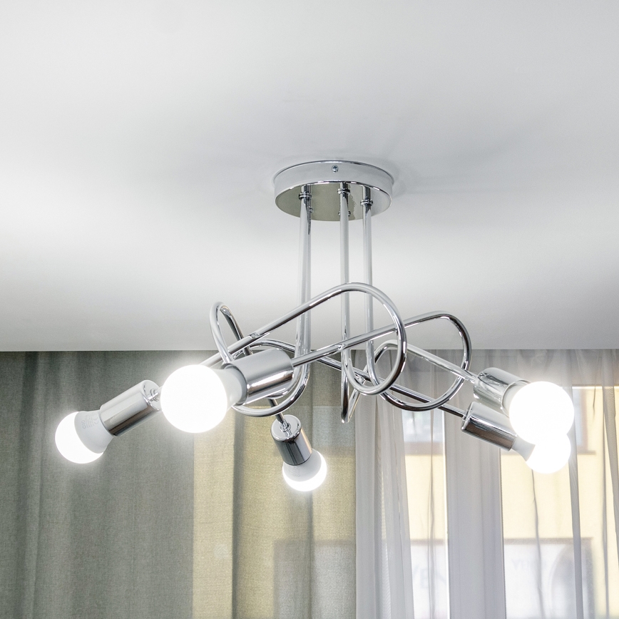 Flush-mount chandelier OXFORD 5xE27/15W/230V, polished chrome