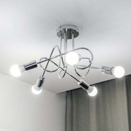 Flush-mount chandelier OXFORD 5xE27/15W/230V, polished chrome