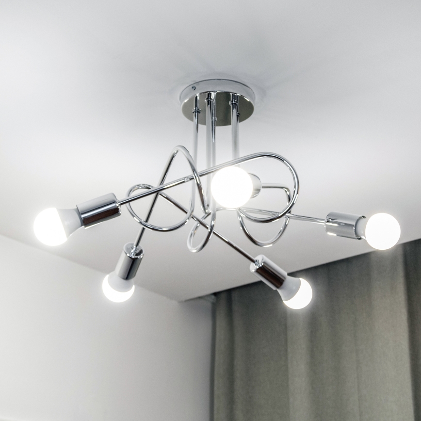 Flush-mount chandelier OXFORD 5xE27/15W/230V, polished chrome