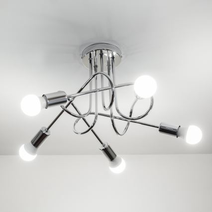 Flush-mount chandelier OXFORD 5xE27/15W/230V, polished chrome