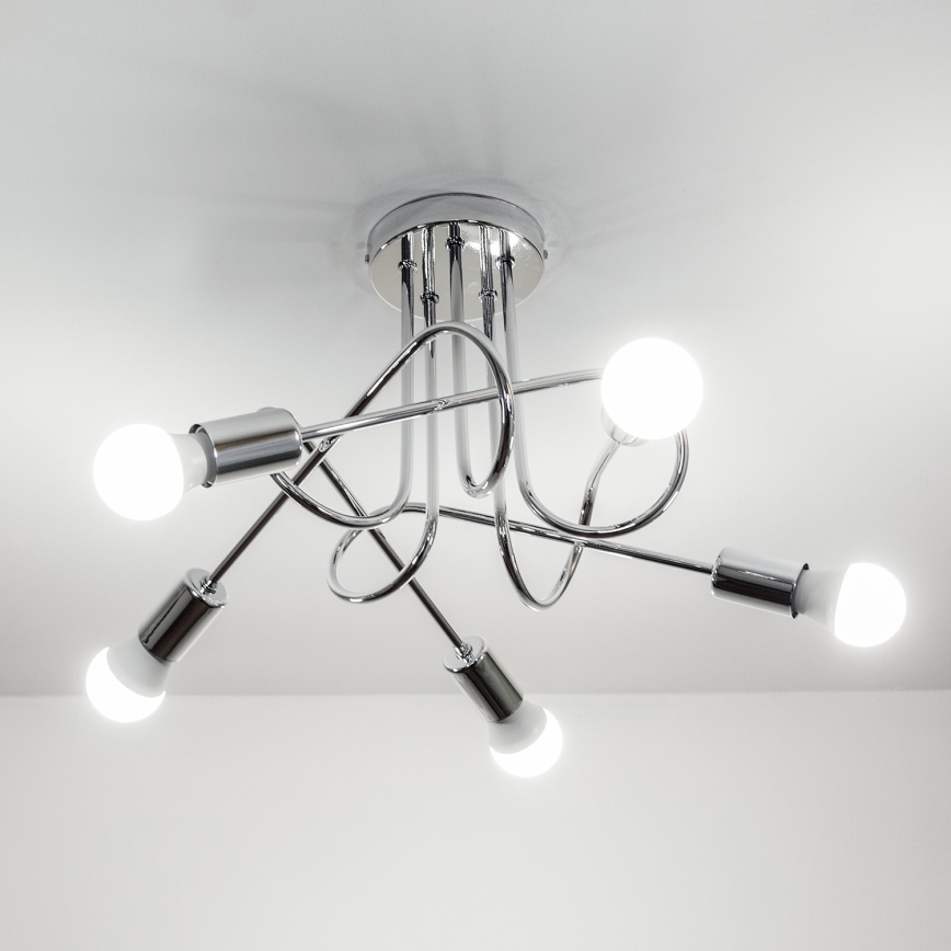 Flush-mount chandelier OXFORD 5xE27/15W/230V, polished chrome