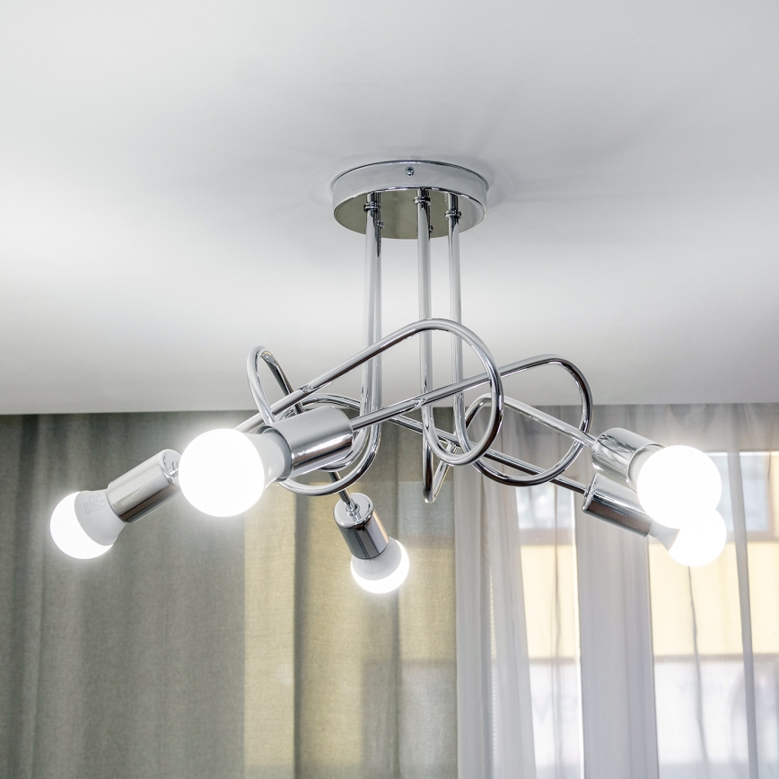 Flush-mount chandelier OXFORD 5xE27/15W/230V, polished chrome
