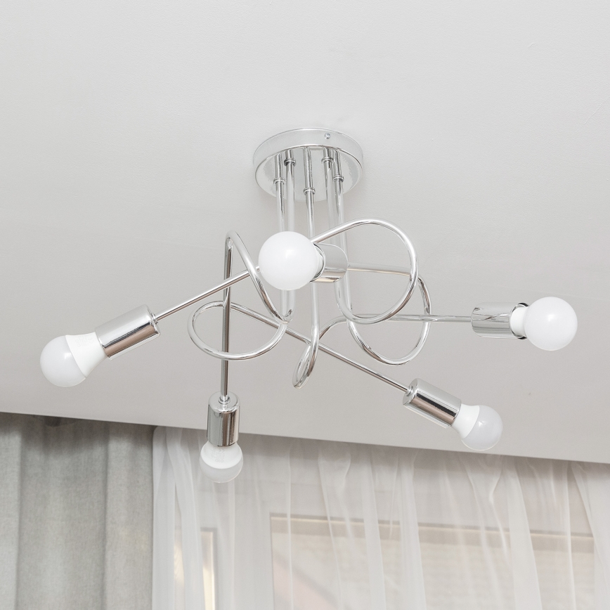 Flush-mount chandelier OXFORD 5xE27/15W/230V, polished chrome