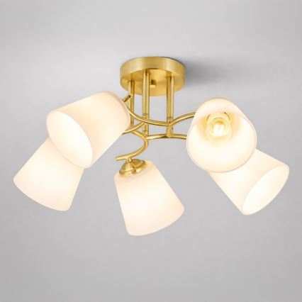 Flush-mount chandelier PAFOS 5xE27/15W/230V gold