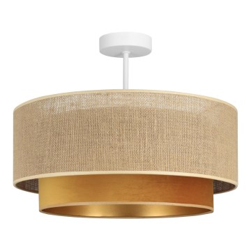 Flush-mount chandelier SARTA 1xE27/60W/230V Ø 45 cm copper/jute