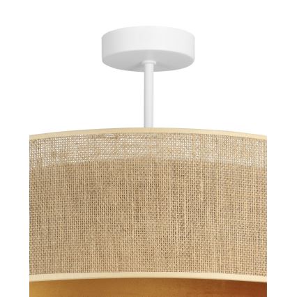 Flush-mount chandelier SARTA 1xE27/60W/230V Ø 45 cm copper/jute