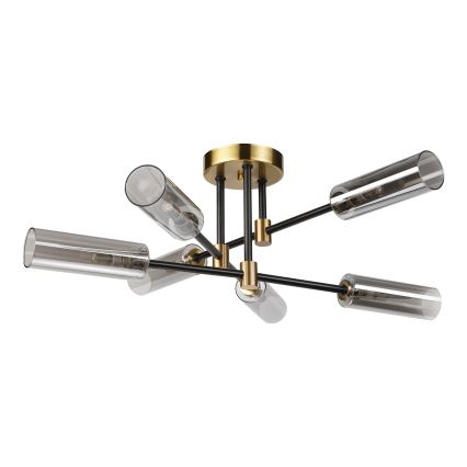 Flush-mount chandelier TESSA 6xG9/5W/230V brass/smoked black