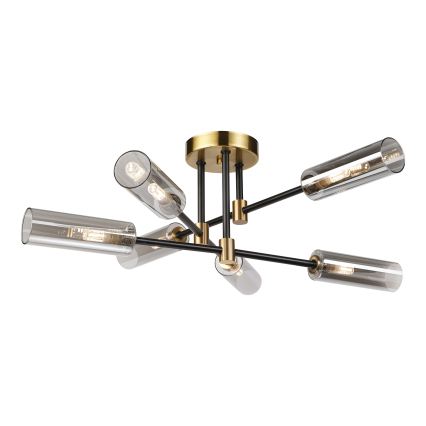 Flush-mount chandelier TESSA 6xG9/5W/230V brass/smoked black