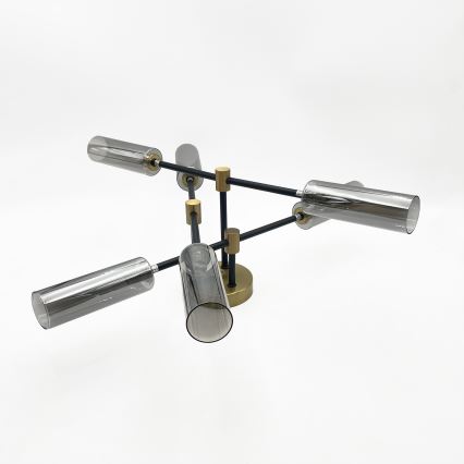 Flush-mount chandelier TESSA 6xG9/5W/230V brass/smoked black