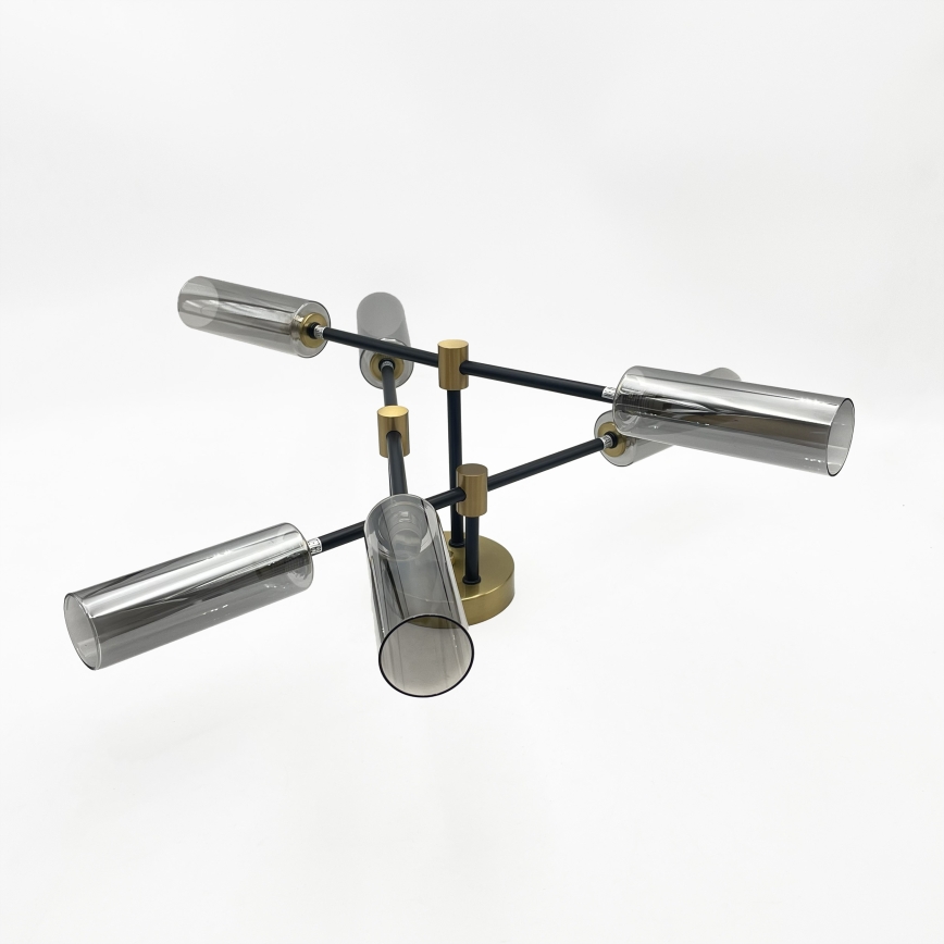 Flush-mount chandelier TESSA 6xG9/5W/230V brass/smoked black